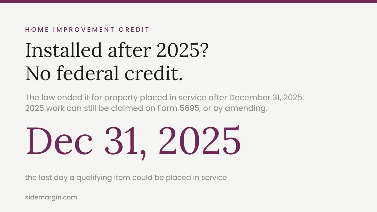 Energy efficient home improvement credit ended after December 31, 2025