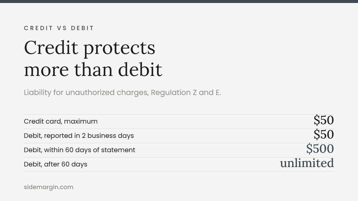 Credit card chargeback vs debit card dispute protections compared