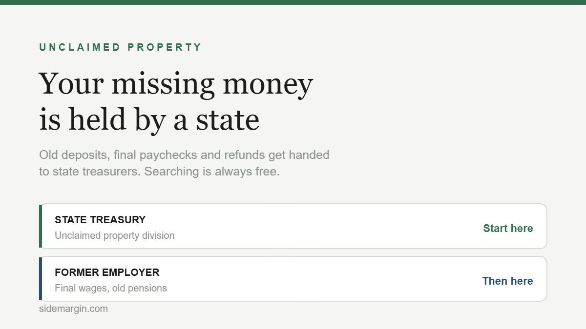 Where unclaimed money is held: state treasury, former employers, and dormant bank accounts