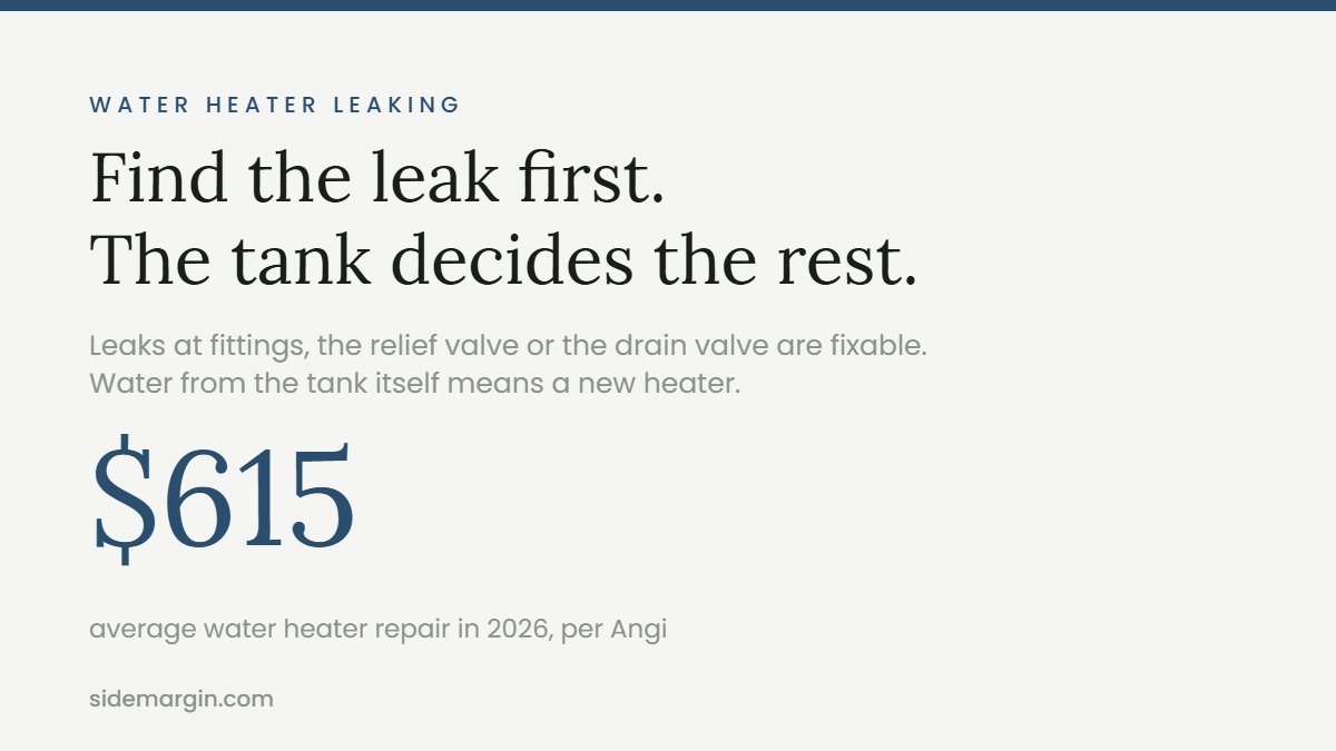 Water heater leaking: first steps and what each leak means